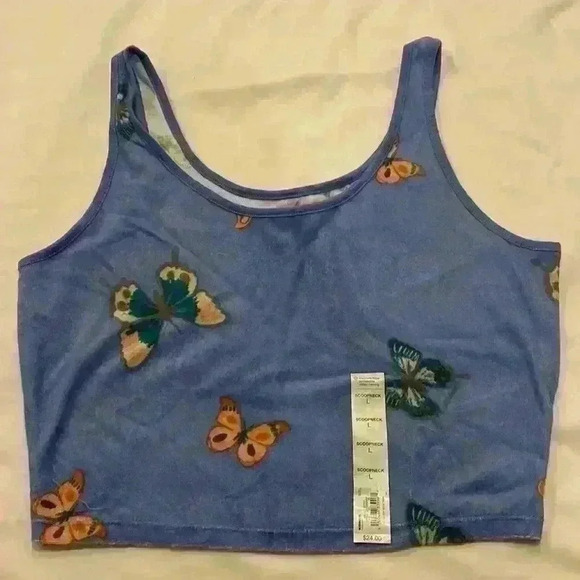 SO scoopneck butterfly crop tank top - Picture 1 of 3